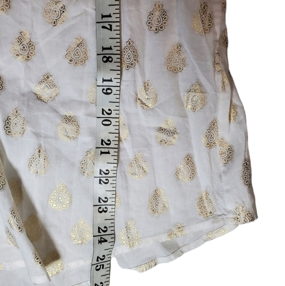 CHICOS button down white gold blouse M - Picture 5 of 9